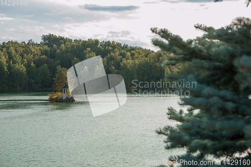 Image of Summer landscape of lake with crystal and fresh water Aya