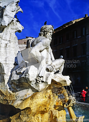 Image of Fountain of the Four Rivers on Piazza Navona, Rome
