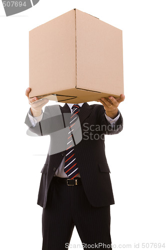 Image of businessman holding a package