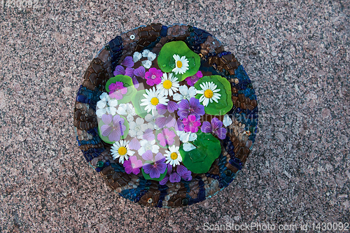 Image of Bowl with water and flowers