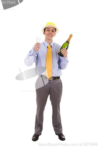 Image of businessman drink champagne 