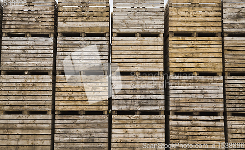Image of folded empty wooden boxes