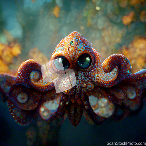 Image of Funny cartoon octopus. Digtal generated illustration. 
