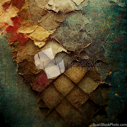 Image of Abstract grunge overlay texture of canvas, leather and paper clo