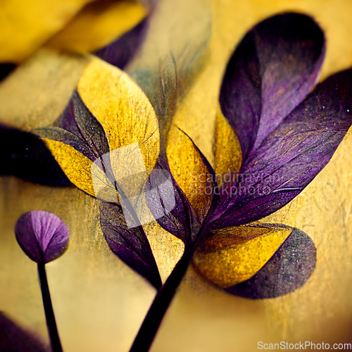 Image of Purple and yellow abstract flower Illustration.