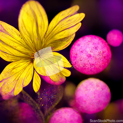 Image of Purple, pink and yellow abstract flower Illustration for prints,