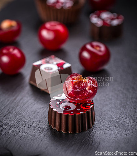 Image of Chocolate candy with cherry