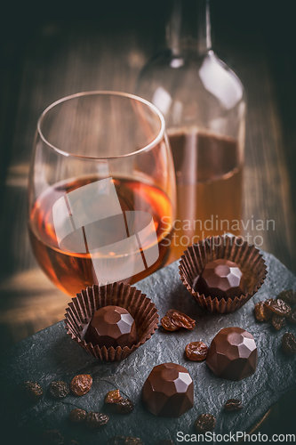 Image of Dark chocolate praline with wine