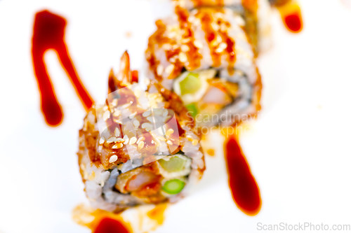 Image of fresh sushi choice combination assortment selection