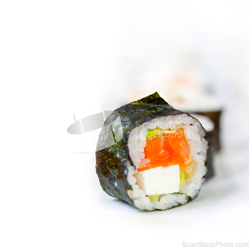 Image of fresh sushi choice combination assortment selection