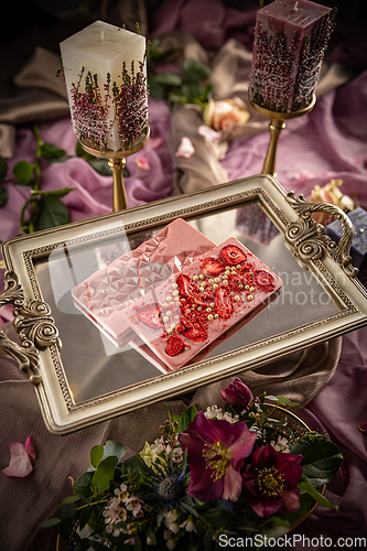 Image of Chocolate bars with lyophilized strawberry