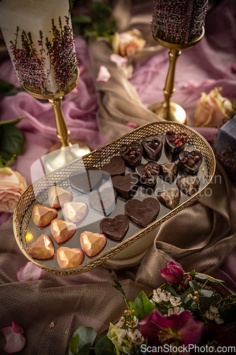 Image of Various chocolate pralines