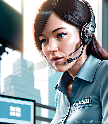 Image of Illustration of officer at helpdesk.