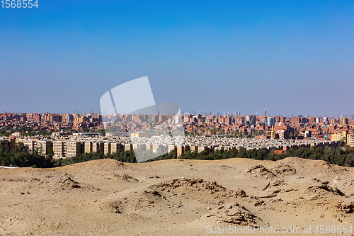 Image of Cairo city skyline, Giza Plateau, Egypt