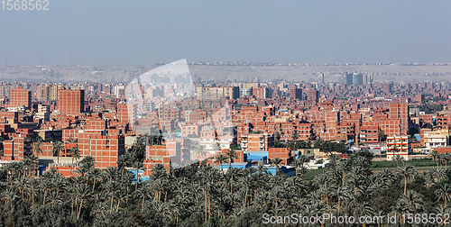 Image of Cairo city skyline, Giza Plateau, Egypt