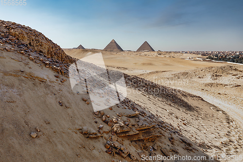 Image of Panorama of the Great Pyramids of Giza, Egypt