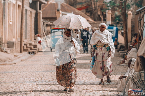 Image of Women return from the morning Mass, Aksum Ethiopia, Africa