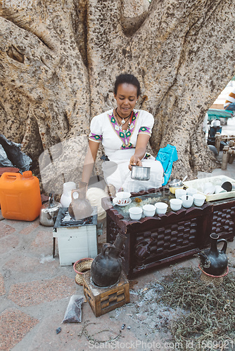 Image of Ethiopian traditional Coffee ceremony, Aksum, Ethiopia Africa