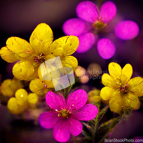 Image of Purple and yellow abstract flower Illustration for prints, wall 