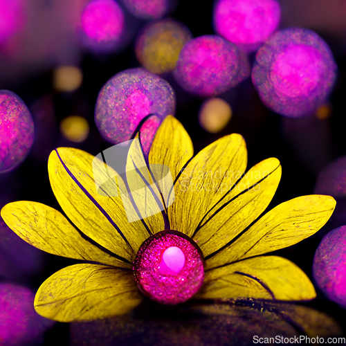 Image of Purple and yellow abstract flower Illustration.