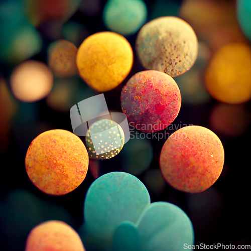 Image of Abstract colorful background surface. Fantastic foam with sphere