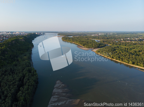 Image of Aerial view of big siberian Ob river