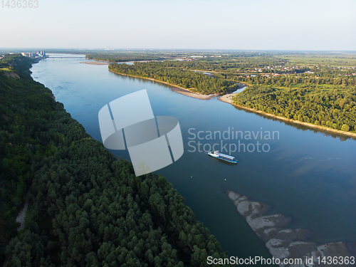 Image of Aerial view of big siberian Ob river