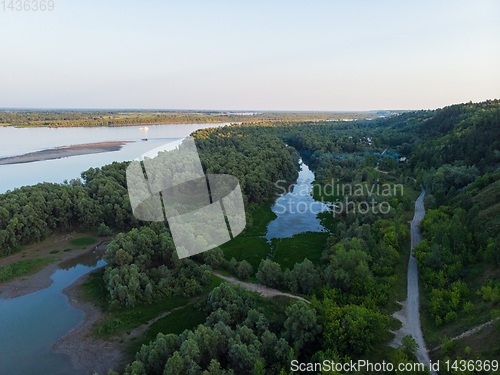 Image of Aerial view of big siberian Ob river