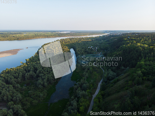Image of Aerial view of big siberian Ob river