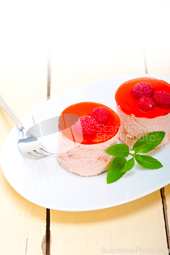 Image of fresh raspberry cake mousse dessert