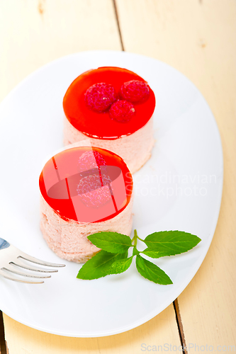 Image of fresh raspberry cake mousse dessert