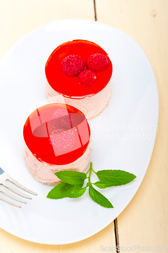 Image of fresh raspberry cake mousse dessert