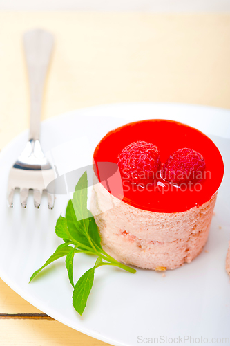 Image of fresh raspberry cake mousse dessert