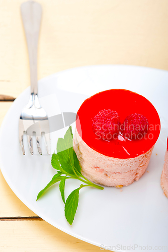 Image of fresh raspberry cake mousse dessert