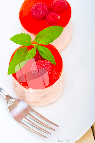 Image of fresh raspberry cake mousse dessert