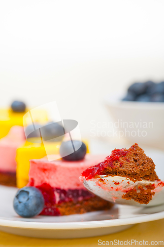 Image of strawberry and mango mousse dessert cake