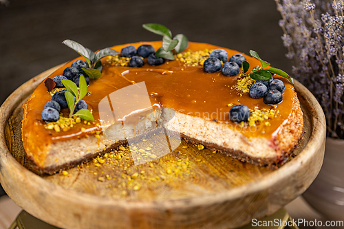 Image of Cheesecake with salted caramel sauce