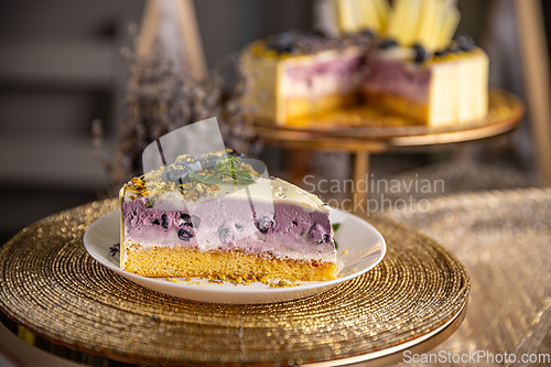 Image of Piece of blueberry cheesecake