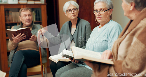 Image of Praying, worship and community with people in bible study for support, Christian and spiritual. Counseling, faith and religion with prayer group in church for connection, hope and meeting together