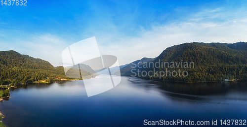 Image of Aerial view on Teletskoye lake in Altai mountains