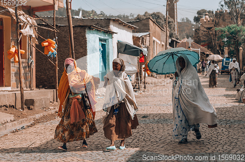 Image of Women return from the morning Mass, Aksum Ethiopia, Africa