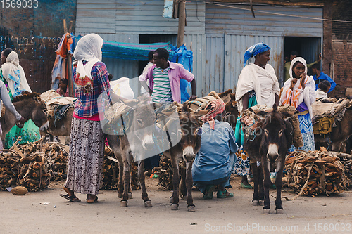 Image of Ethiopian people selling firewood, Ethiopia Africa