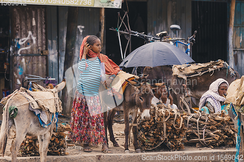 Image of Ethiopian people selling firewood, Ethiopia Africa