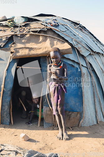 Image of children from the African tribe Dasanesh, Omorate, Omo Valley, Ethiopia