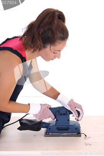 Image of woman carpenter at work 