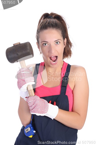 Image of woman with black rubber mallet