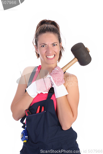 Image of woman with black rubber mallet 