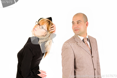 Image of businesswoman and businessman partners