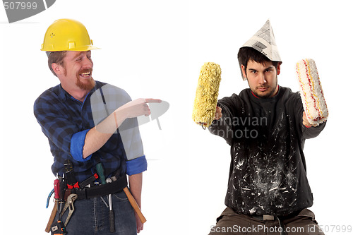 Image of construction worker and house painter