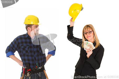 Image of construction worker and architect 